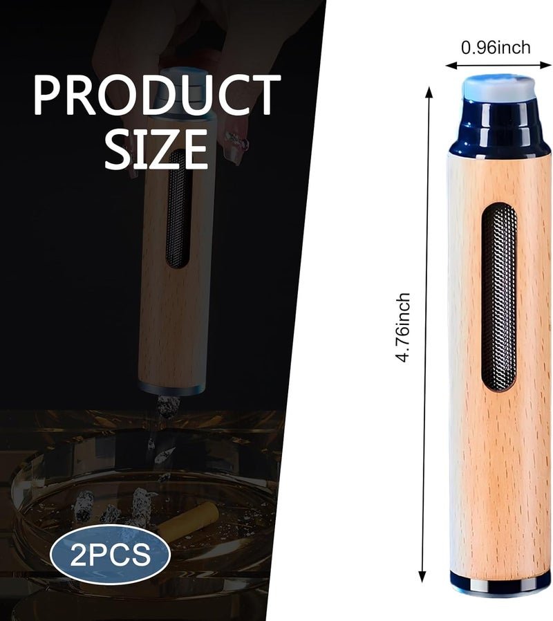 Arwrilt 2 PCS Handmade Wooden Portable Ashtrays, Anti-Drop Ash Catcher with 5.2mm 6.8mm 7.8mm Cigarette Holders, Universal for Car Home Office Tabletop Outside Patio Outdoor Balcony (Black) - Image 2